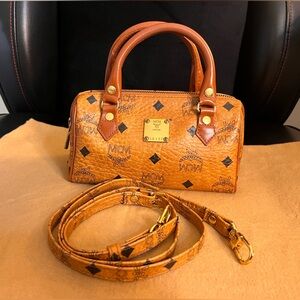 MCM Vintage Cognac Nano Crossbody Bag With Strap